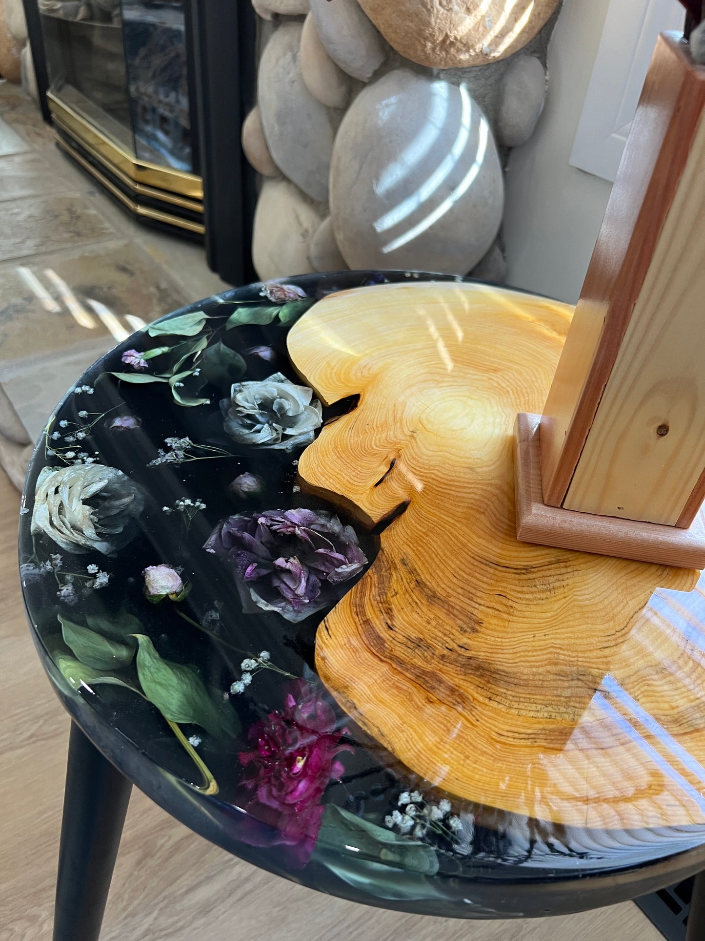 Golden Bloom Epoxy Resin Coffee Table