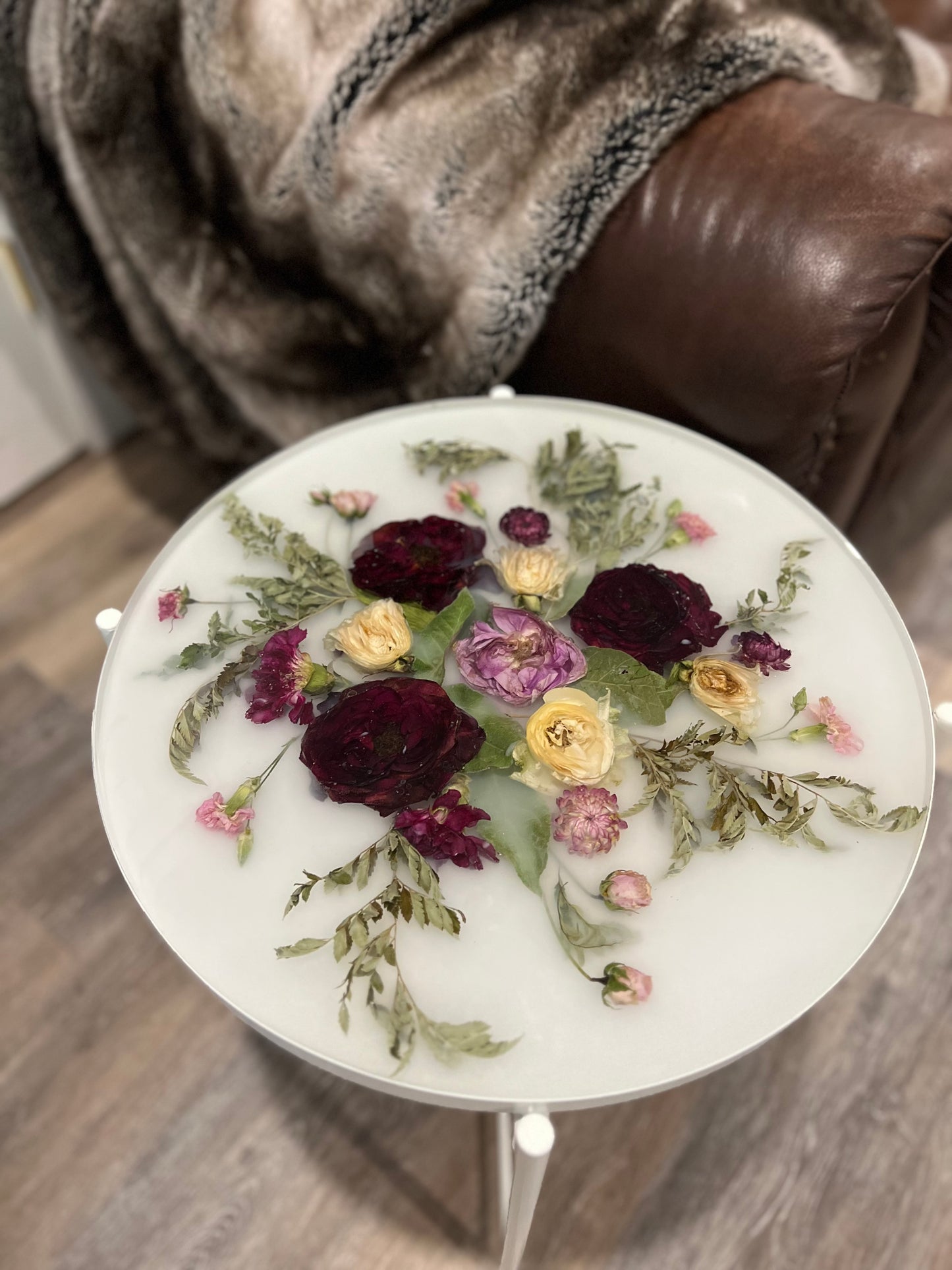 Epoxy resin flower tables