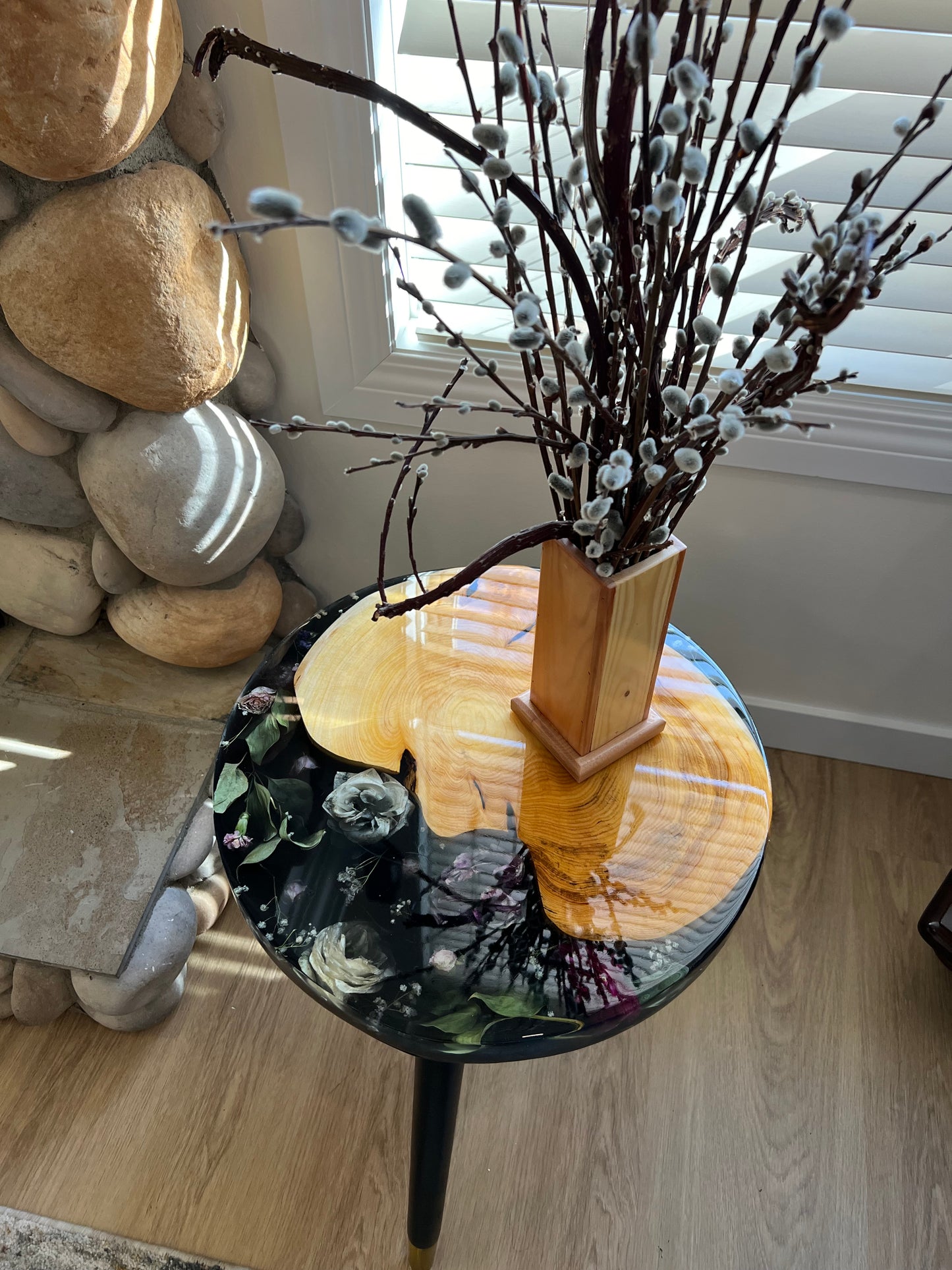 Golden Bloom Epoxy Resin Coffee Table